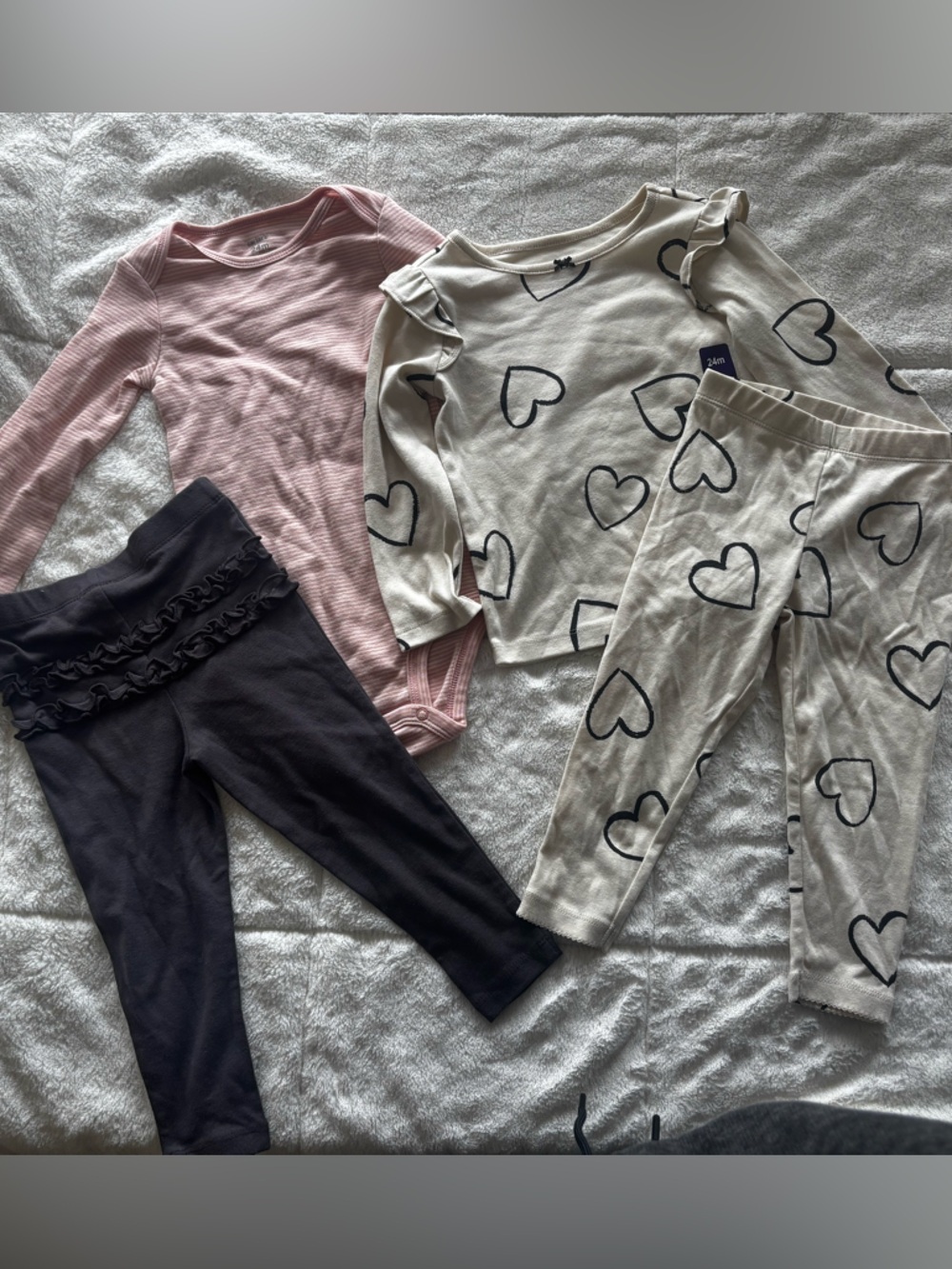 Carter's Cream and Navy Heart Sleep Set